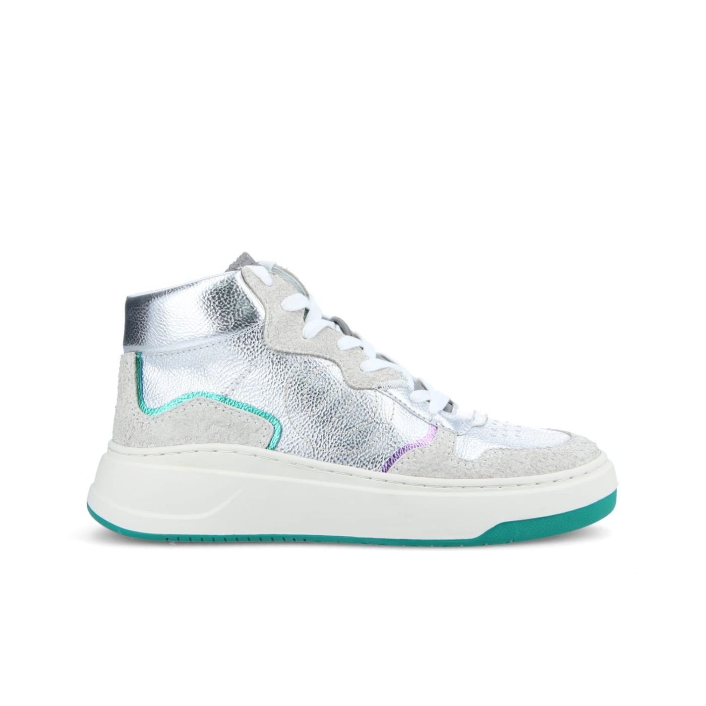 BRIDGET MID - FOLY/HAIR SUEDE - SILVER/WHITE